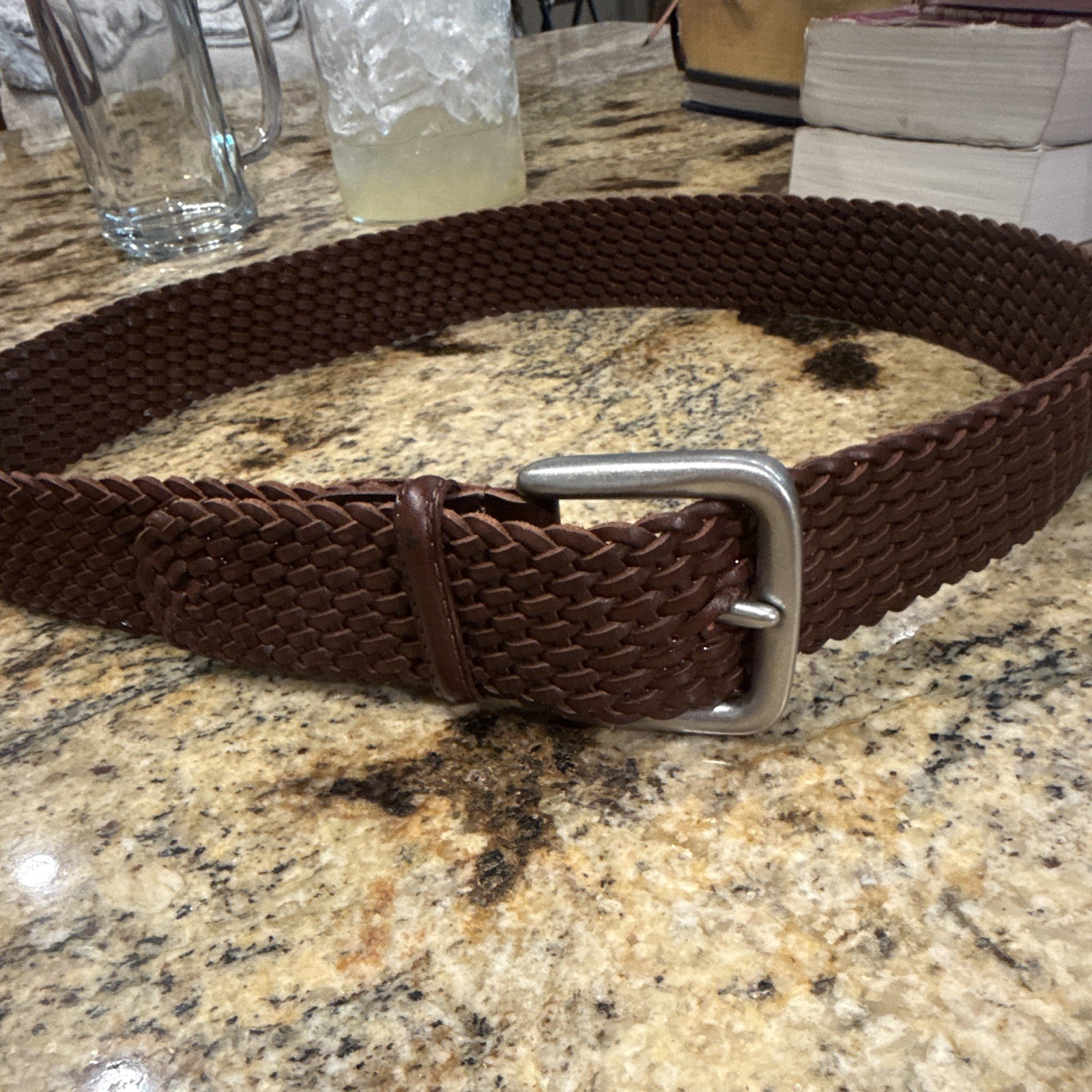 Polo Ralph Lauren Brown Braided Adjustable Belt, Size 34