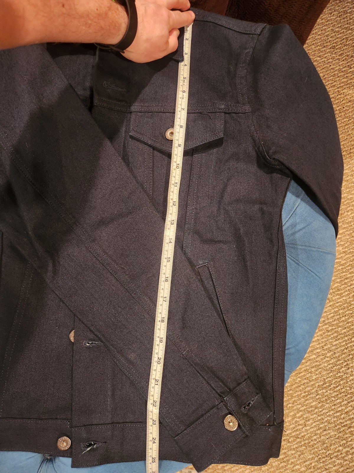 3 Sixteen Men’s Medium Denim Jacket 14 oz Shadow Selvedge Raw Indigo