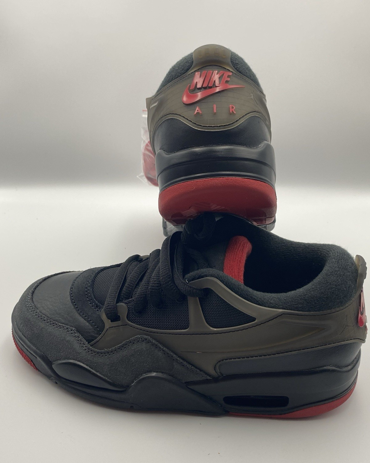 Nike Air Jordan 4 RM Low Top Lace-Up Sneakers Black/Gray/Red Extra Laces