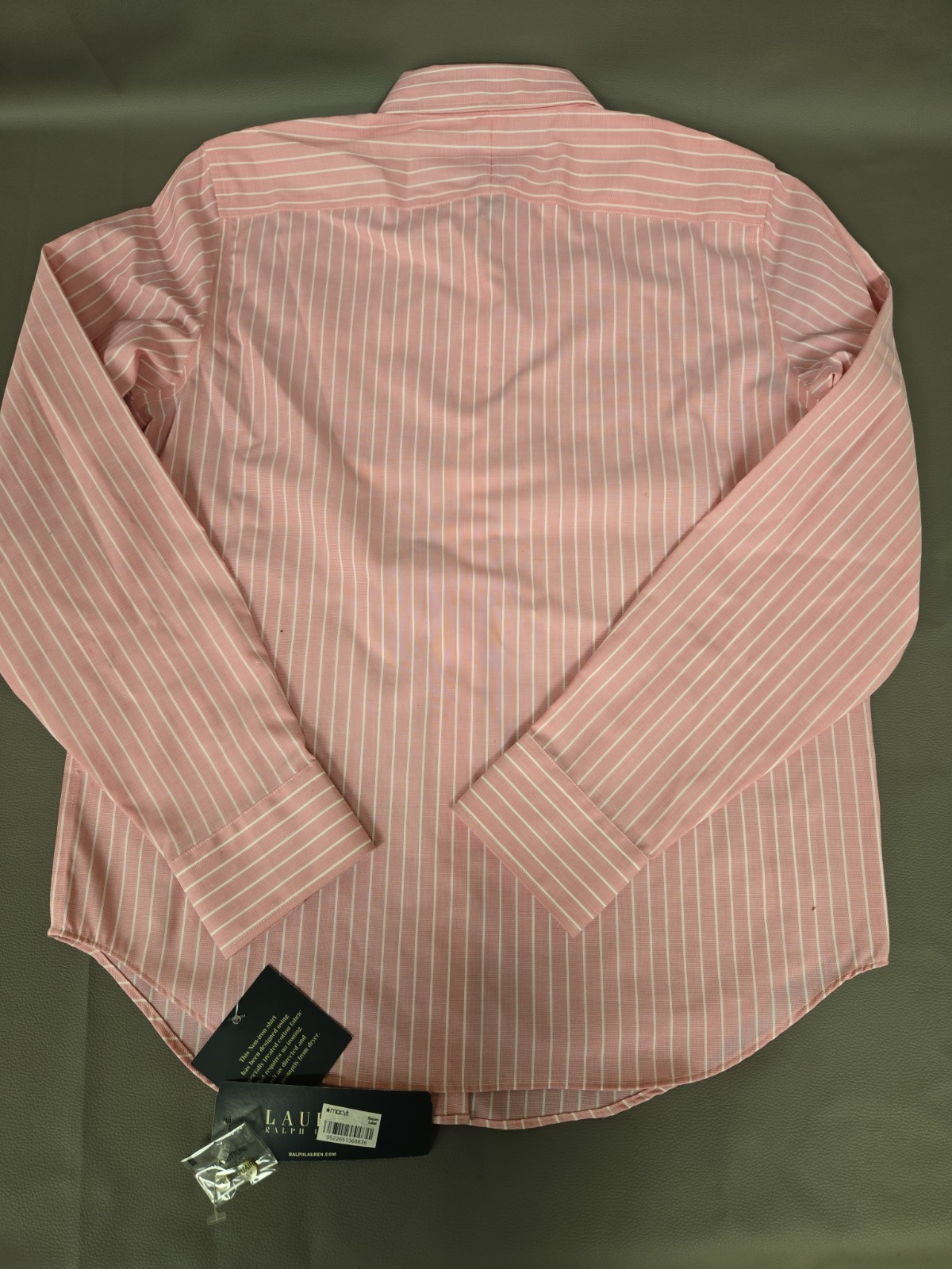 Ralph Lauren Non Iron Pink Button Down Pinstripe Shirt Size XS