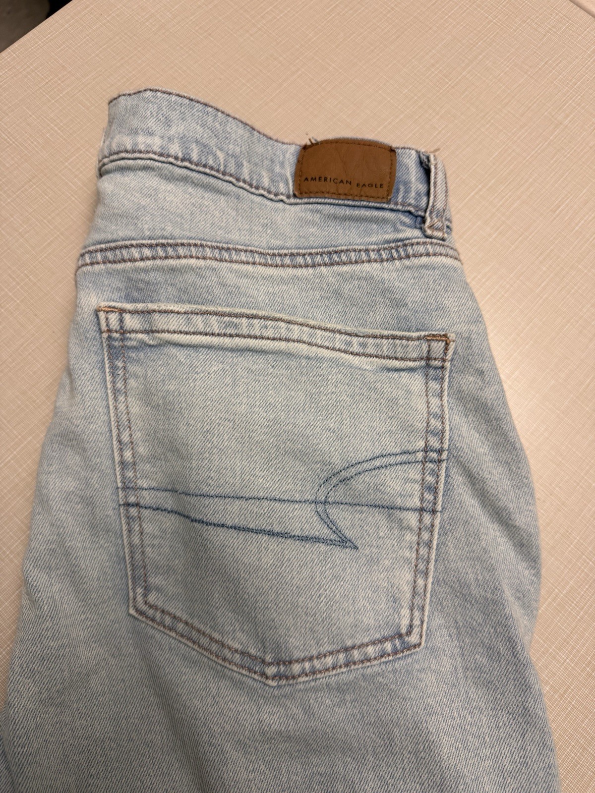 American Eagle Strigid Jeans Blue Indigo Water Highest Rise Baggy Straight 12L