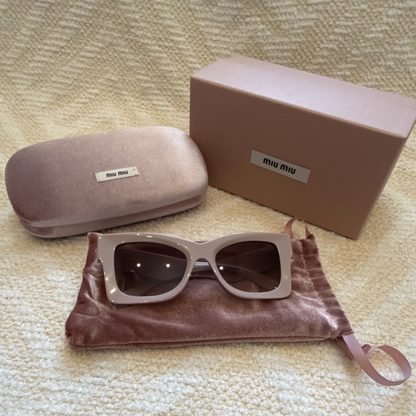 Miu Miu SMU 08W Women’s Square Sunglasses Pink Frame Brown Gradient 140mm