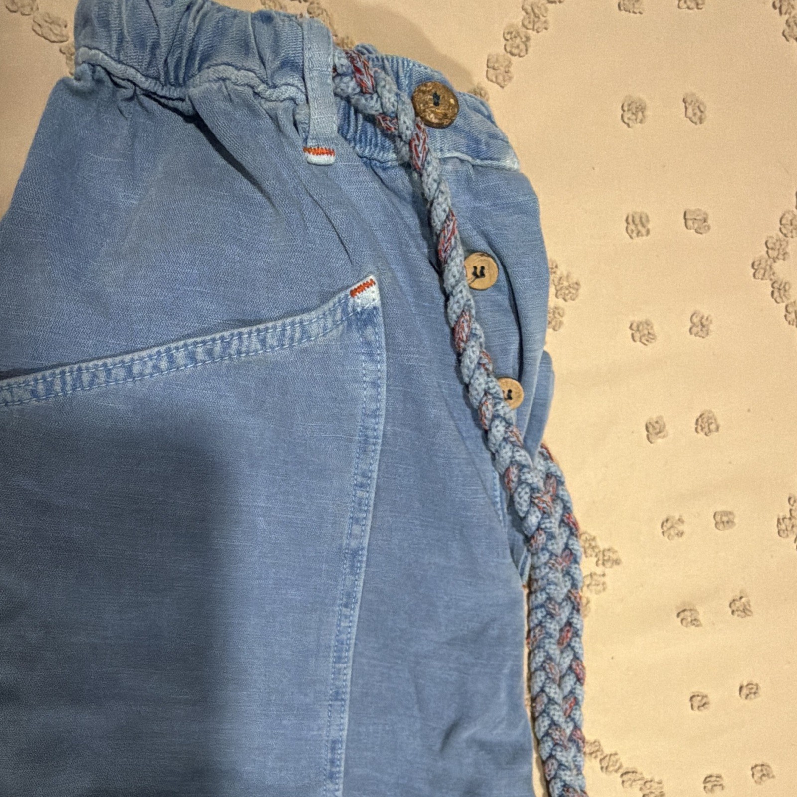 Dr. Collector Women’s Blue Cotton Linen Jogger Pants Pockets Drawstring S