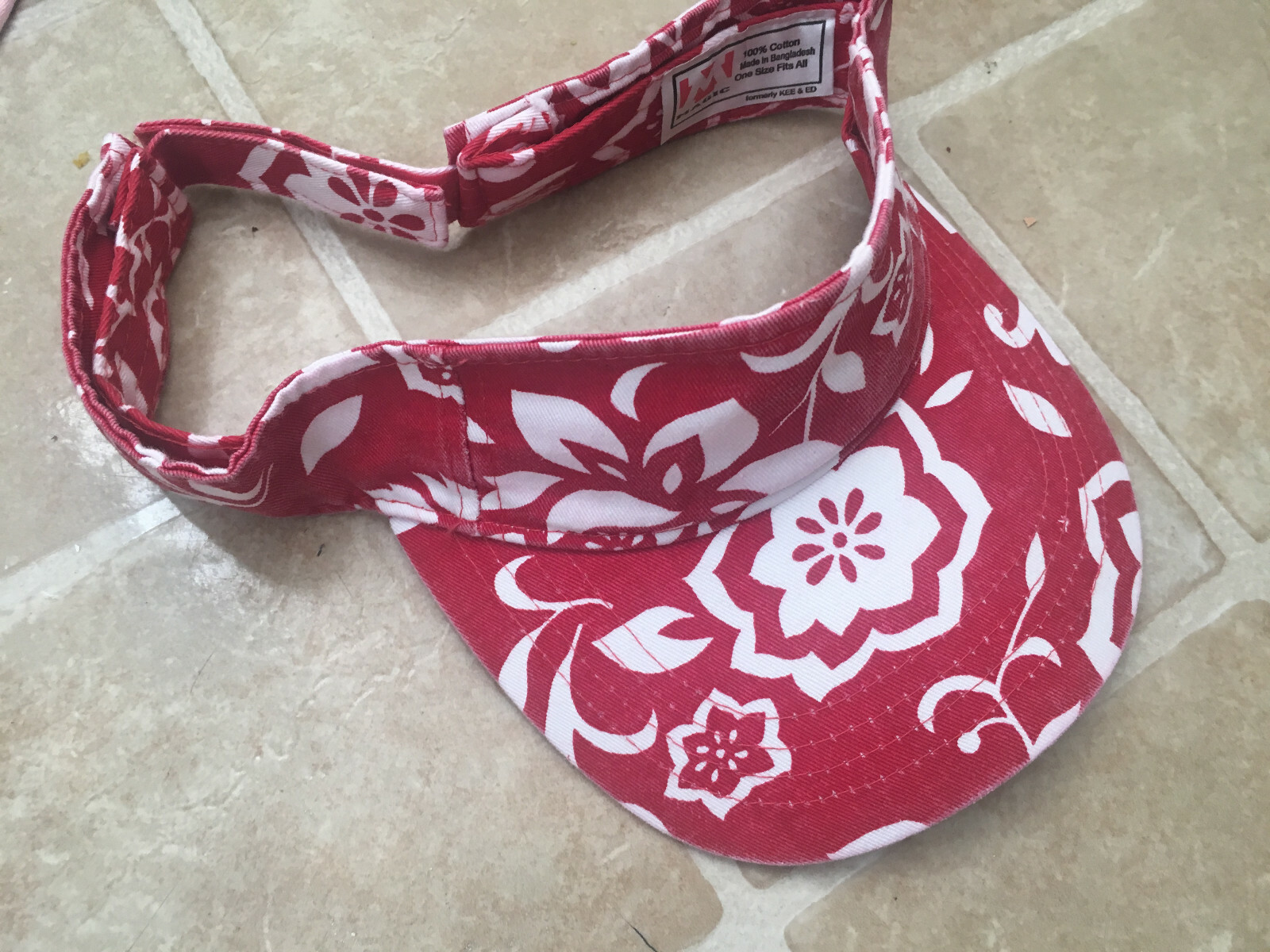 NEW Sun Hawaiian Floral Visor One size Adjustable Hat Cap Red