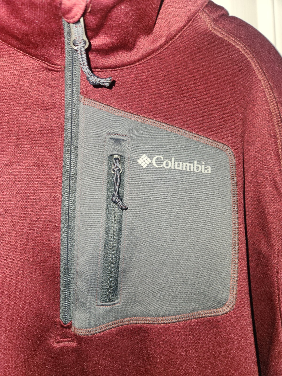 Columbia Mens Small Jackson Creek Maroon 1/2 Zip Pullover Long Sleeve Jacket NWT