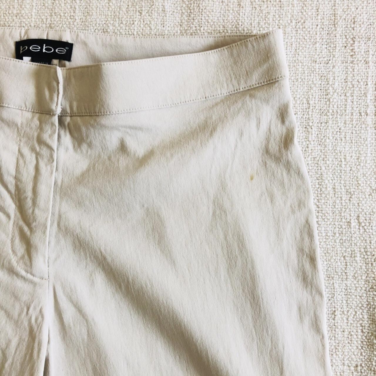 Bebe Off White Wide Leg Trousers Zip Hem Size 8 – Used
