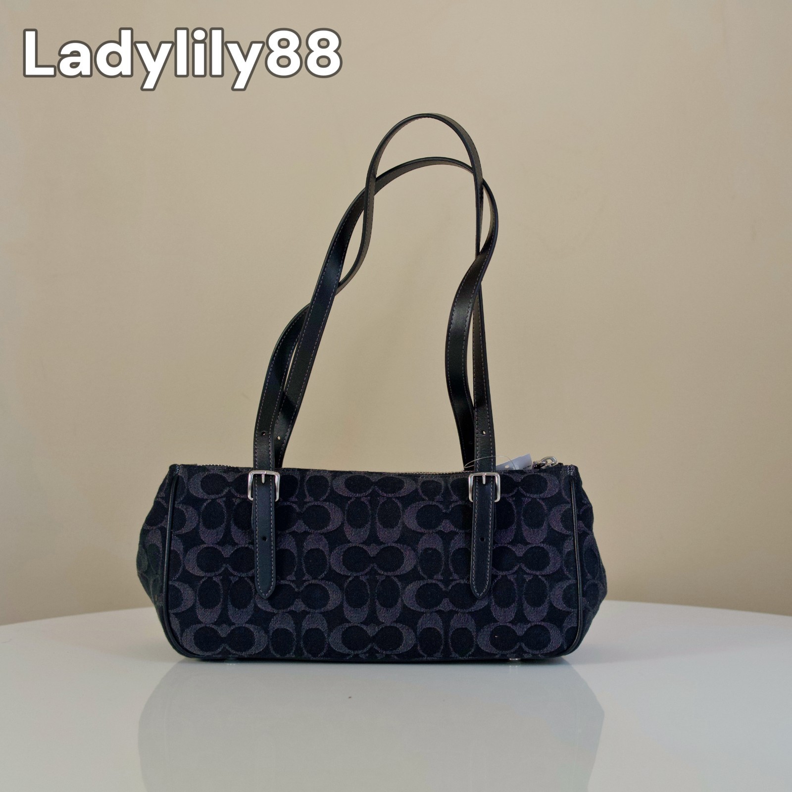 NWT Coach CDB92 Asher Shoulder Bag Signature Denim Vachetta Smooth Leather $350