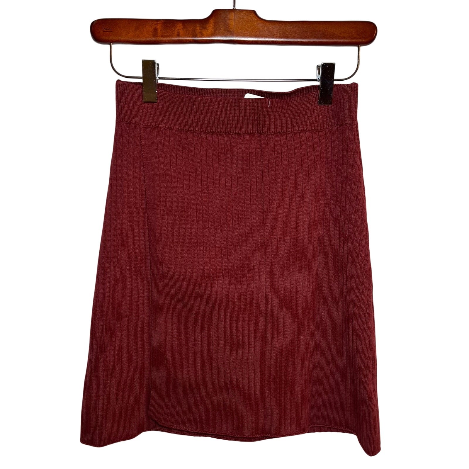 NWT Free People Sweater Wrap Mini Skirt Wine Burgundy Red Sz Small Mod Boho Soft