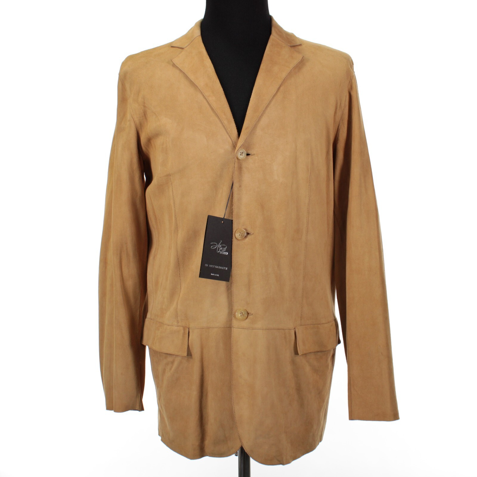 Hettabretz NWD Button Front Suede Leather Jacket Size 50 (~ M US) In Solid Tan