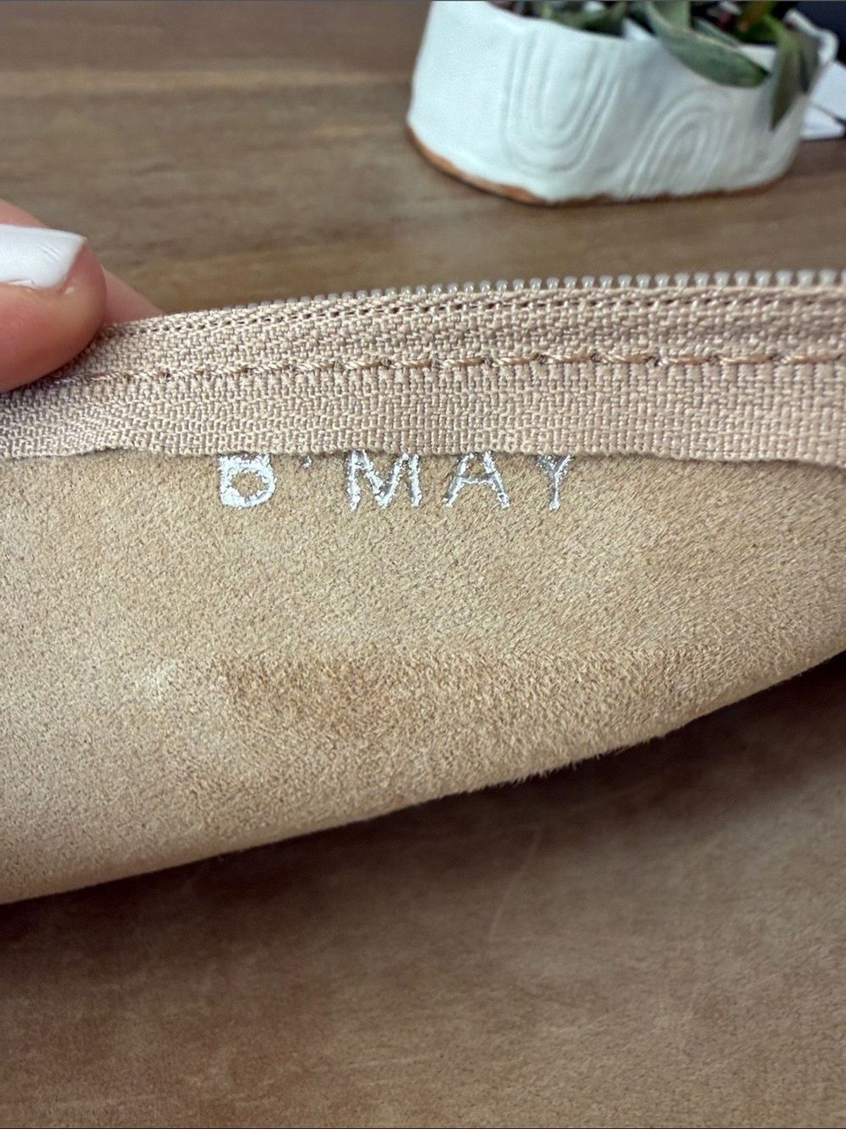 B. May Bags Genuine Python Leather Large Zippered Travel Clutch Essentials Pouch