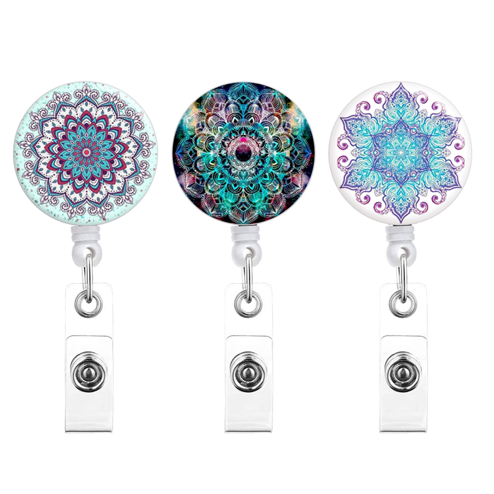 3pcs Retractable Nurse Badge Reel ID Card Holder with 360° Swivel Alligator Clip