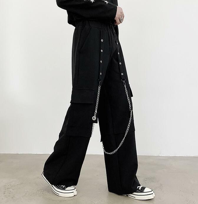 Casual Men’s Punk Harem Pants Hip Hop Rave Gothic Visual Rock Chain Trousers