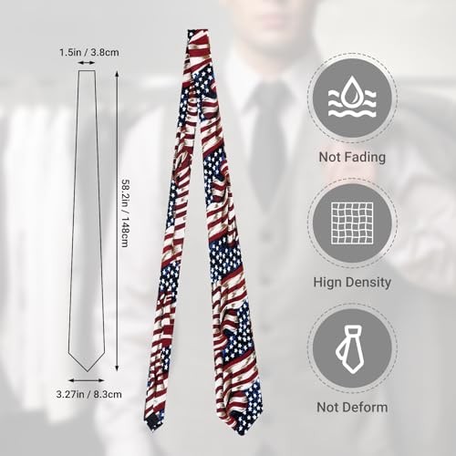 Men’s American Flag Ties 3.27″ (8.3CM) USA Flag Necktie For Men
