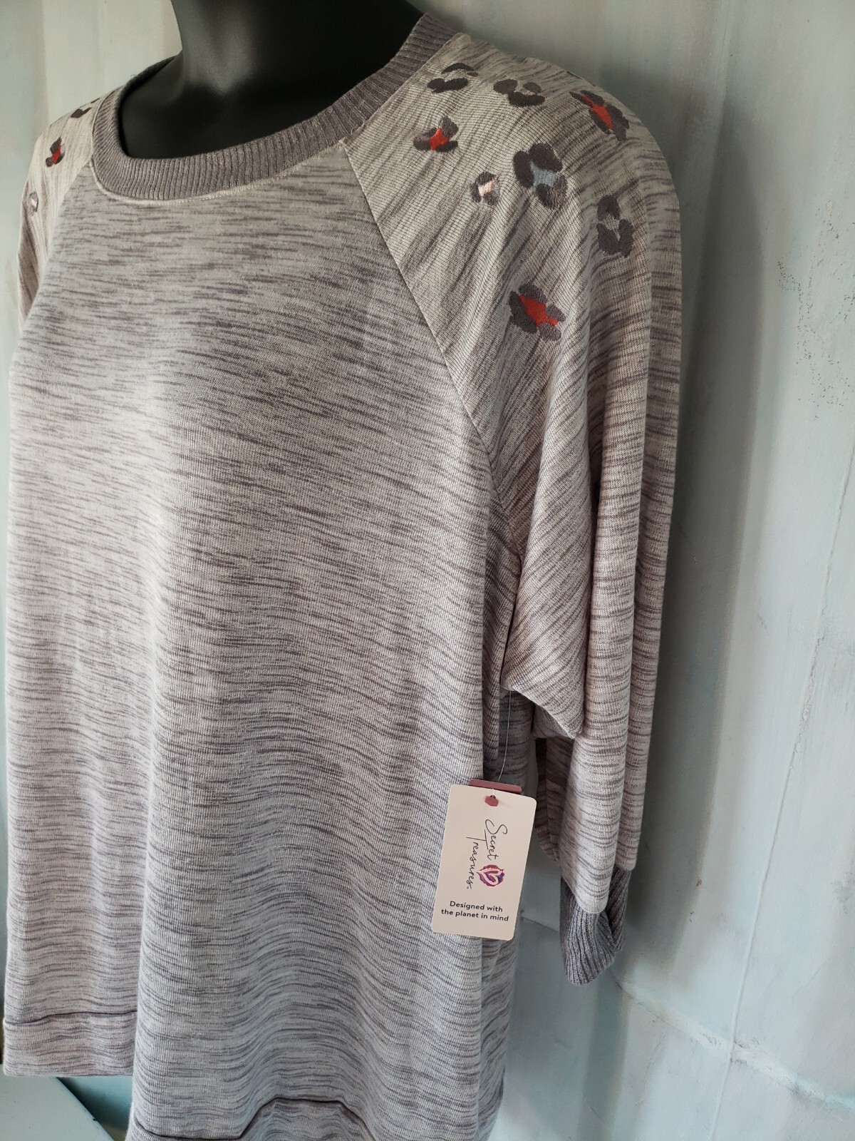Secret Treasures PJ Top Size L – 3X Gray Multi Color Stripes or Animal Print