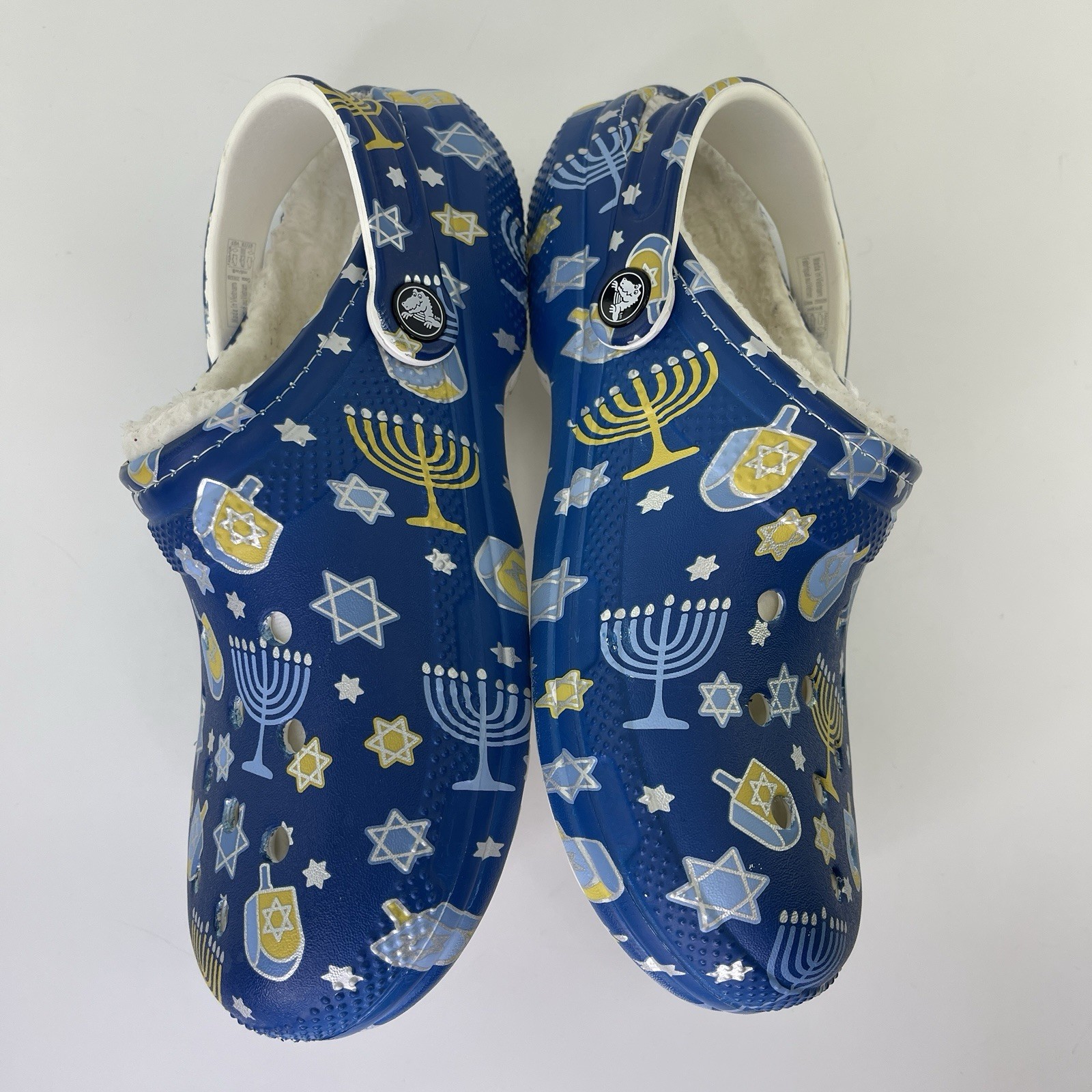 Crocs Classic Lined Holiday Clog Hanukkah Menorah Blue Star Sz Mens 6 Womens 8