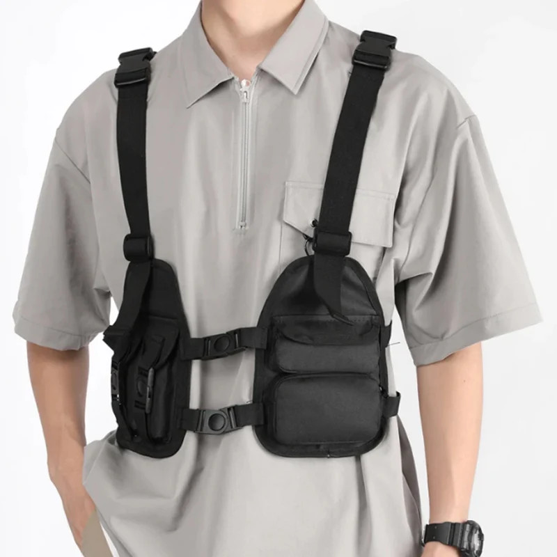 Functional Tactical Chest Bag Exercise Travel Vest Pack Oxford Cloth Vest Storag