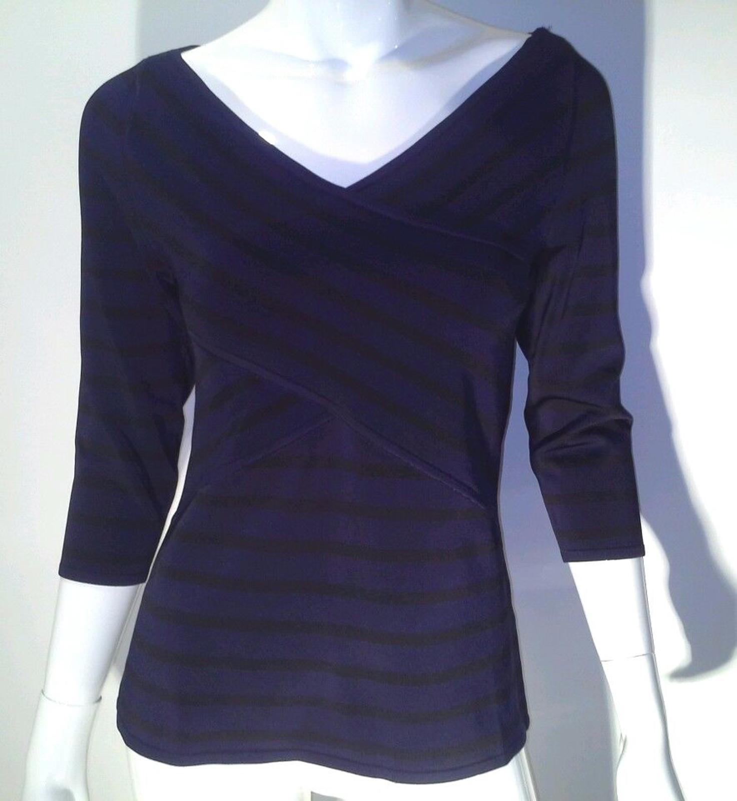 NWT WHITE HOUSE BLACK MARKET CROSSOVER STRIPE PULLOVER TOP SWEATER M