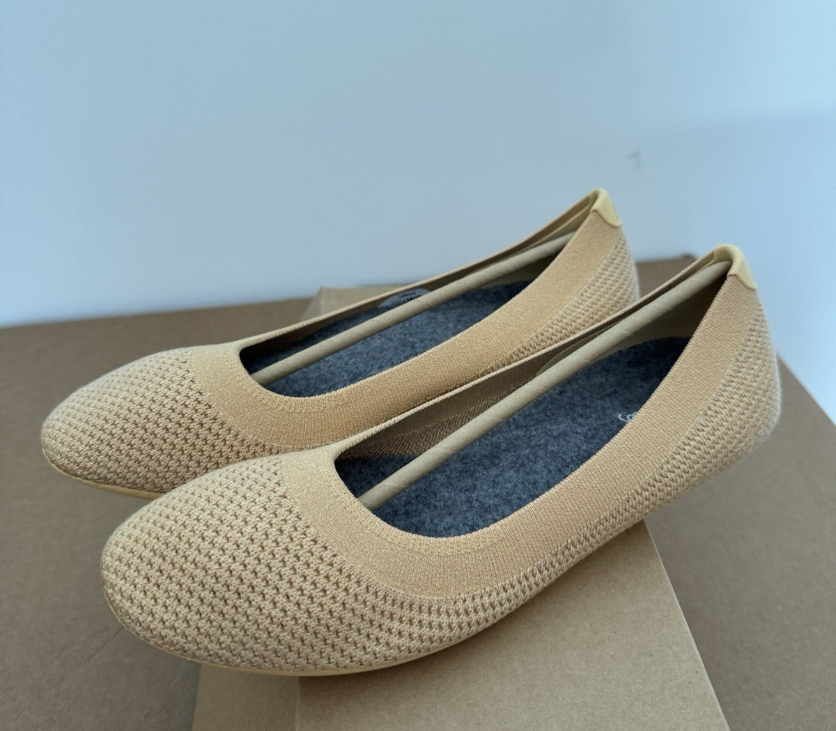 NEW ALLBIRDS TREE BREEZER LUX BEIGE BALLET FLATS SHOES SLIP ON WOMENS SIZE 9