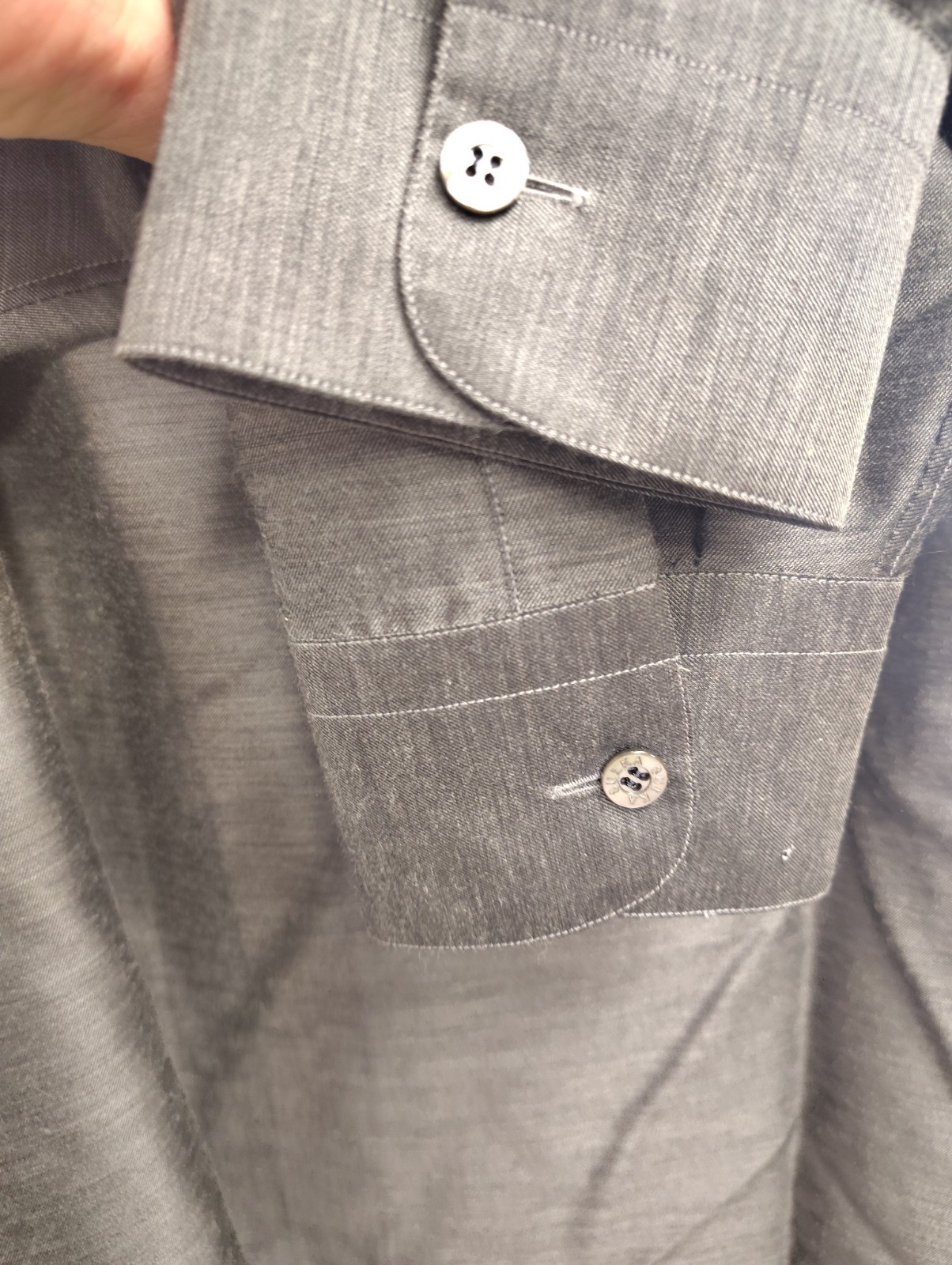 Rare Sulka Shirt Mens L Flawed, Silver Titanium, Silk/Cashmere