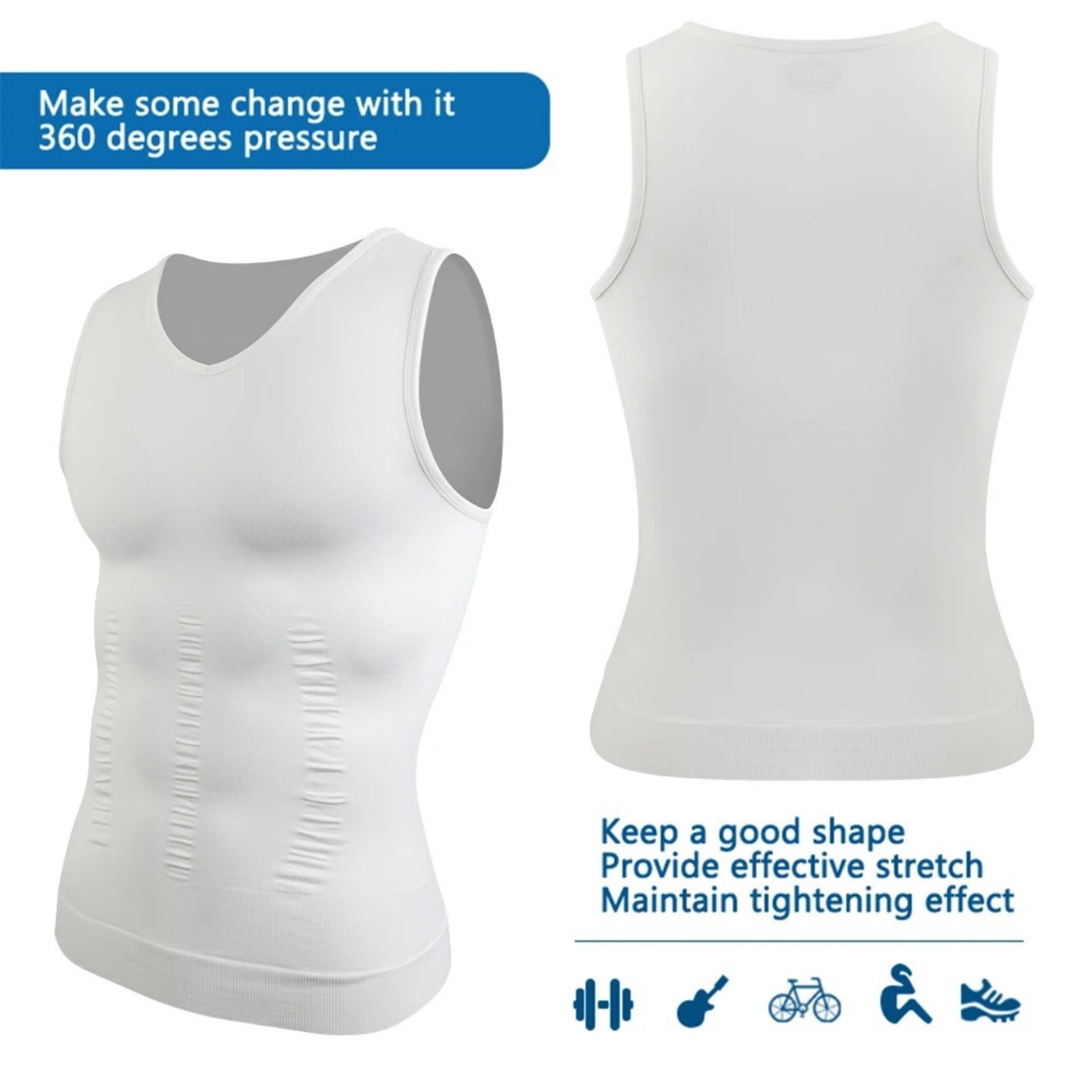Mens Slimming Body Shaper Vest Moobs Chest Compression T-Shirt Tank Top Fitness