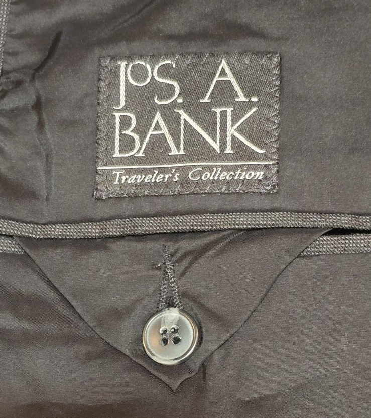 Jos. A. Bank Traveler’s Collection 44 L Wool Charcoal Black Sport Coat Sharp!