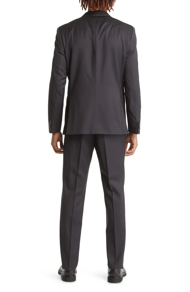 HUGO BOSS Huge 100% Virgin Wool Suit, Solid Dark Grey, Size 42 R NWOT
