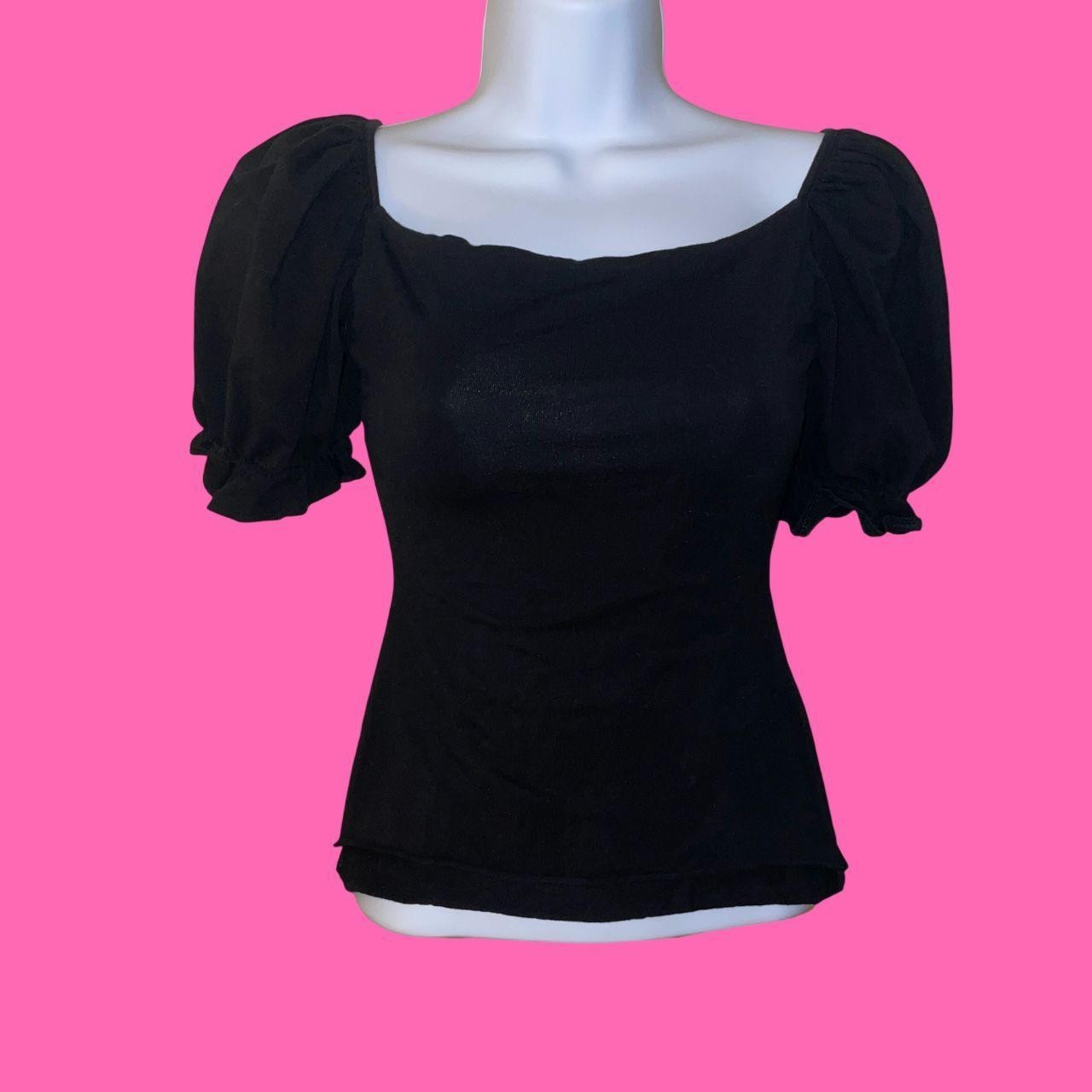 princess polly black puff-sleeve milkmaid blouse xs