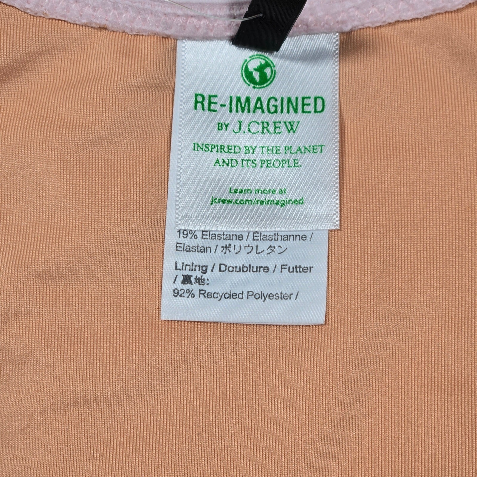 J. Crew Ribbed curved-waist cheeky string bikini bottom in Pale Blossom S NWT
