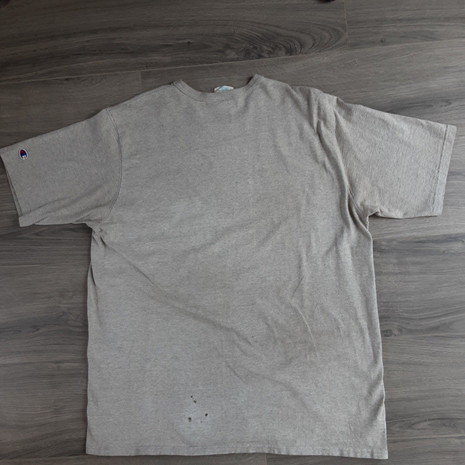 Champion Mens Heather Gray Script Logo Graphic T-Shirt 2XL GT19 Short Sleeve
