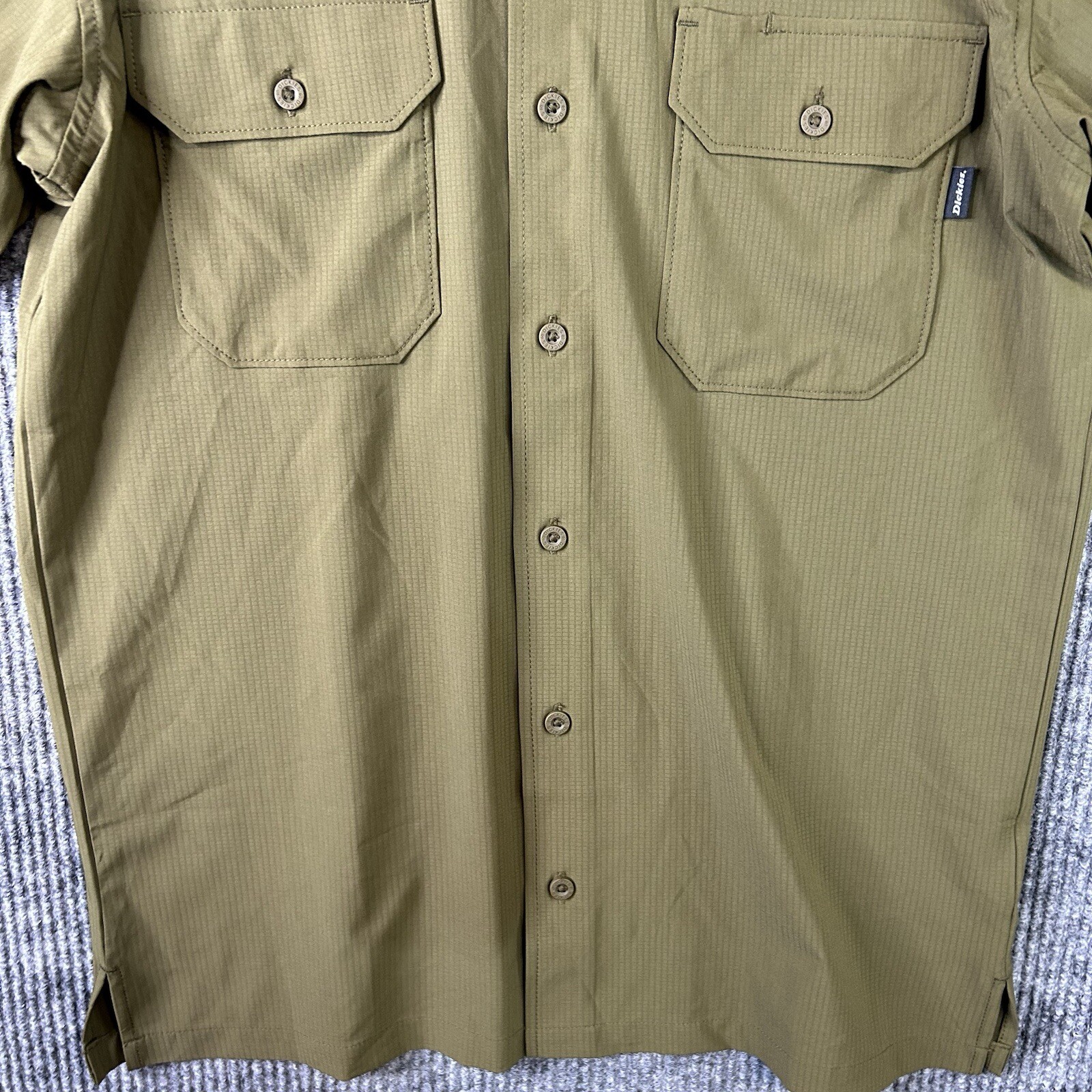 Dickies Button Shirt Mens Medium Temp IQ Green Performance Work