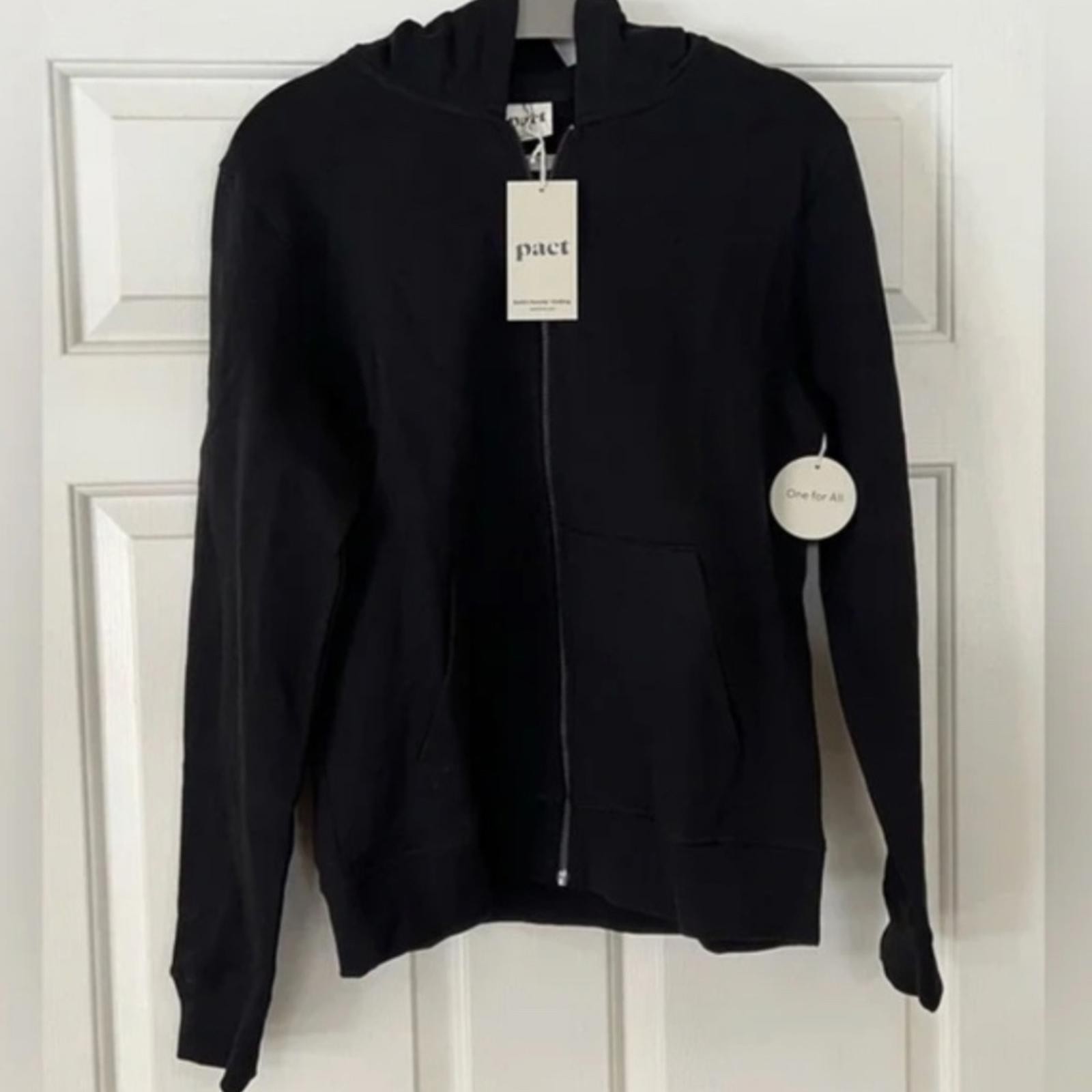 Pact Organic cotton Full Zip Hoodie Black large new with tags unisex