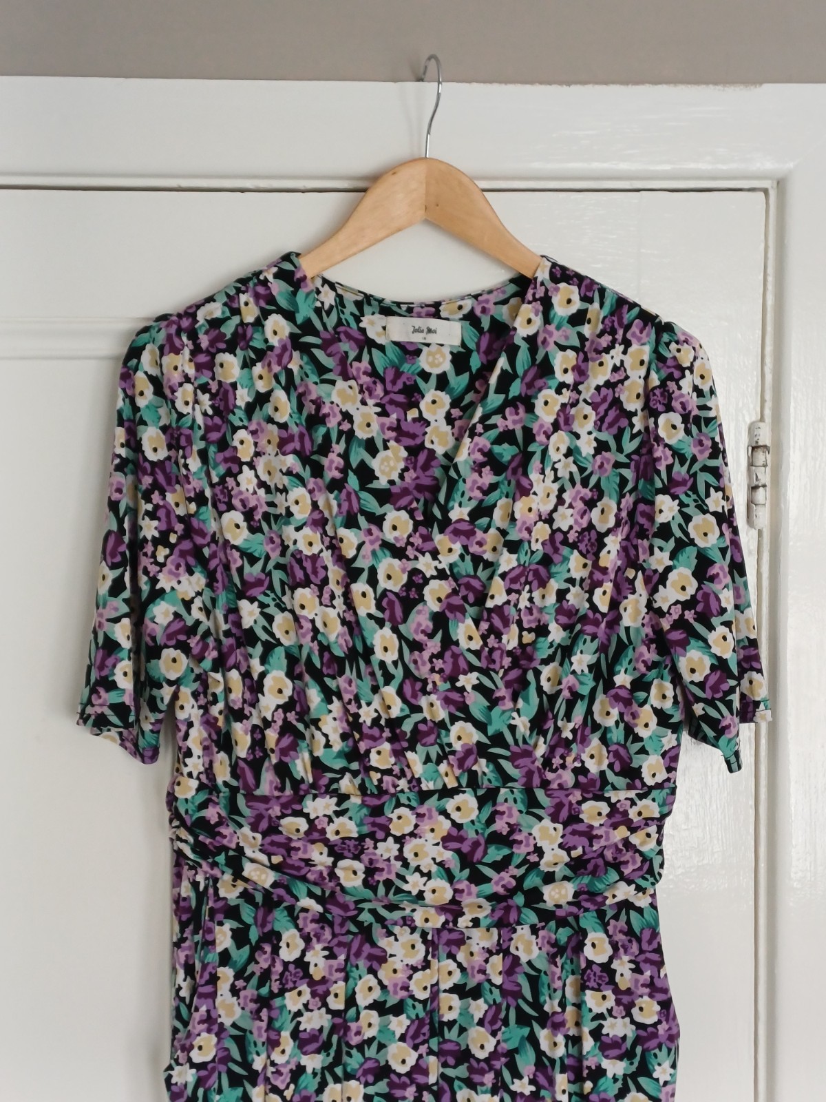 Jolie Moi Dress Womens UK 16 Purple Floral ‘Molly’ Jersey Maxi Stretch Summer