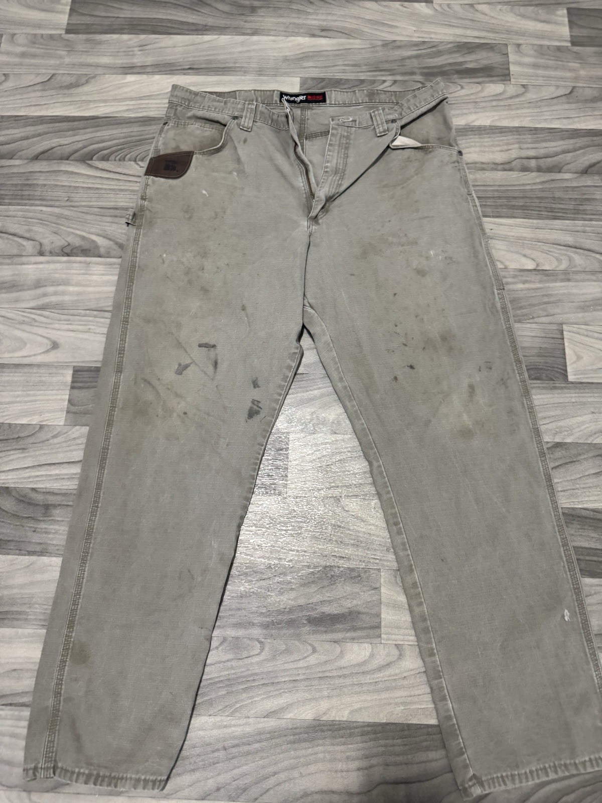 Wrangler RIGGS Workwear Carpenter Pants Mens 38×34 Brown Ripstop Distressed
