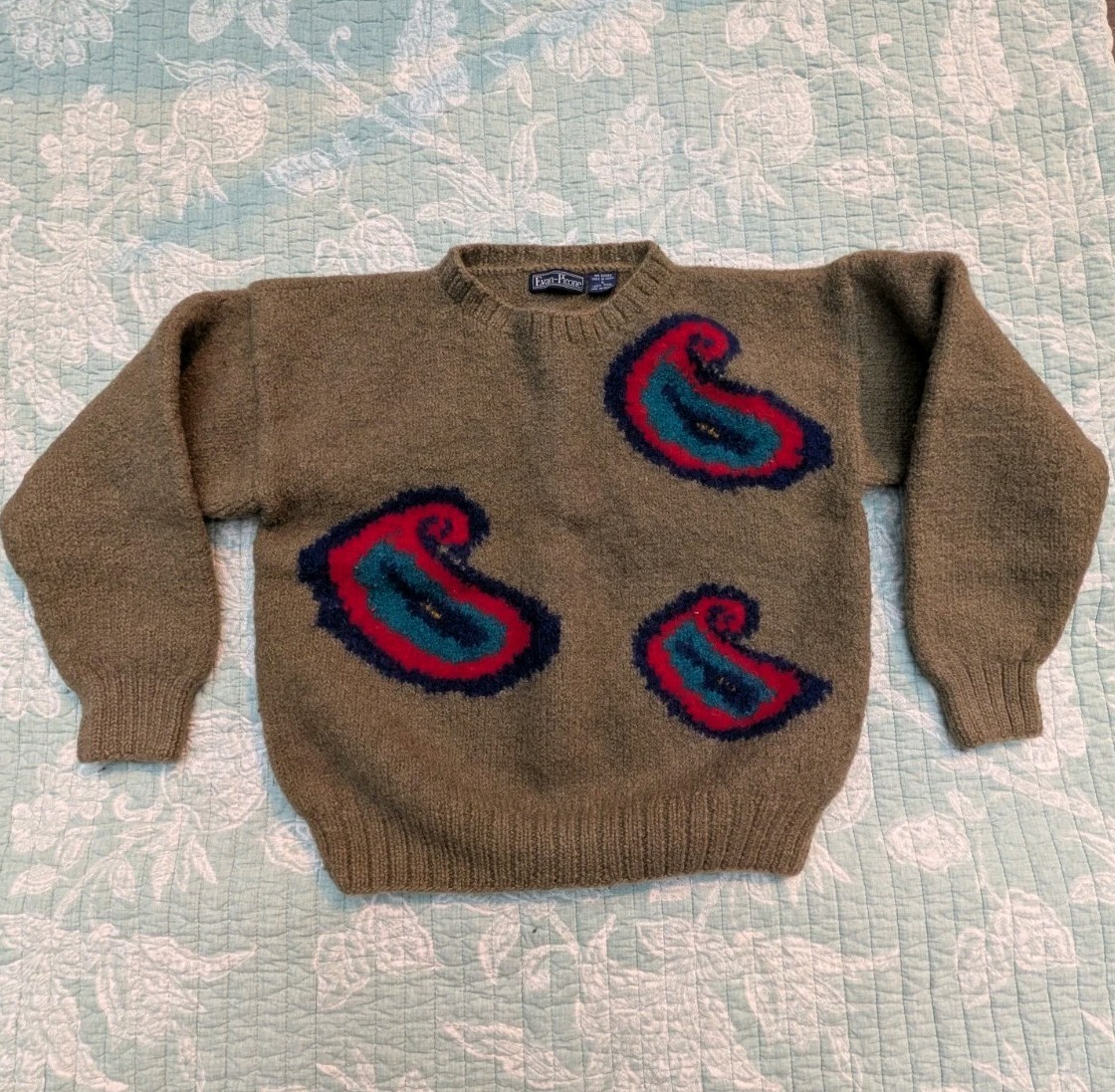 Evan Picone Wool Print Sweater.. Size L Measurements In Pictures See Photos