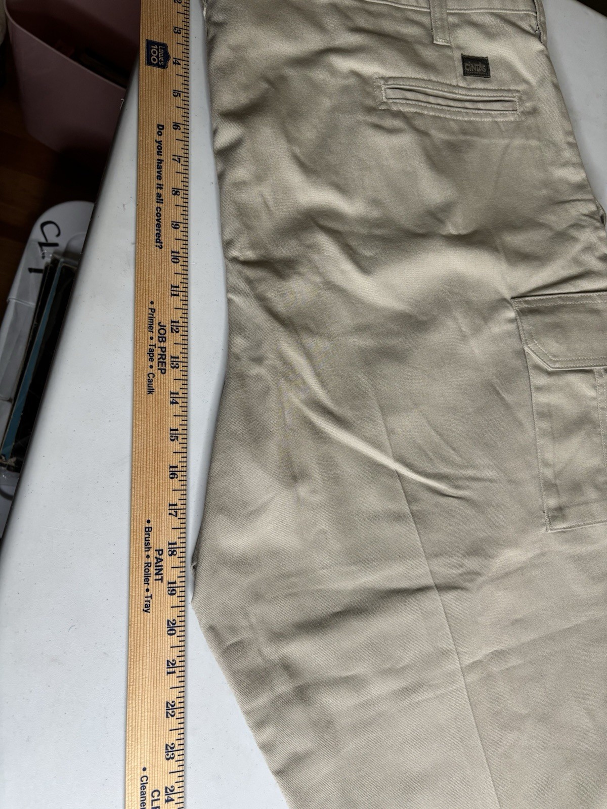Cintas Comfort Flex Beige Cargo Work Pant Size 48 #270-62 Relaxed Fit Polyester