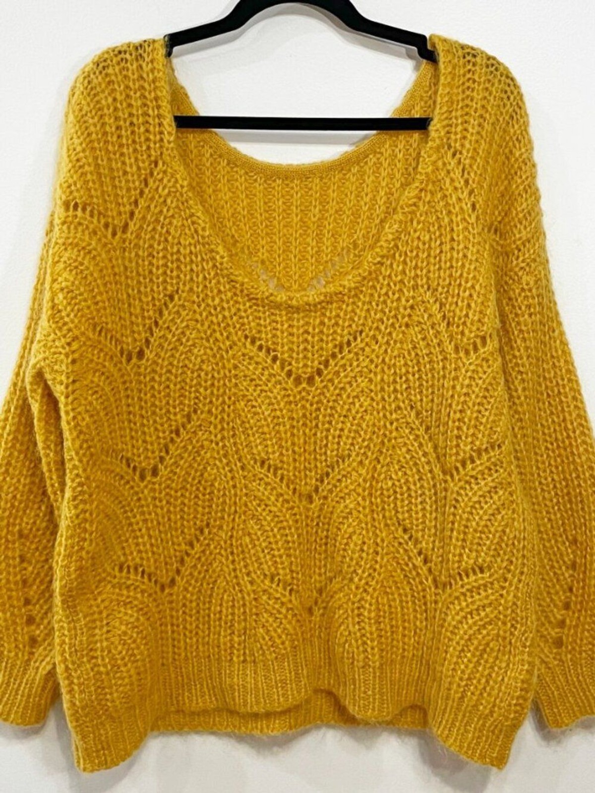 EUC Sezane Simone Mohair Merino Scoop Back Sweater Mustard Small
