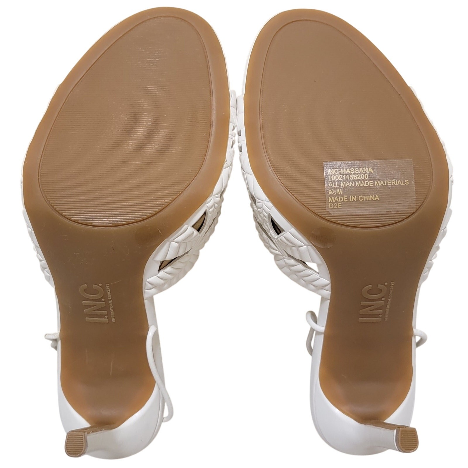 INC INTL Concepts Hassana Stiletto Ankle Wrap Sandals Size US 9.5M White Linen
