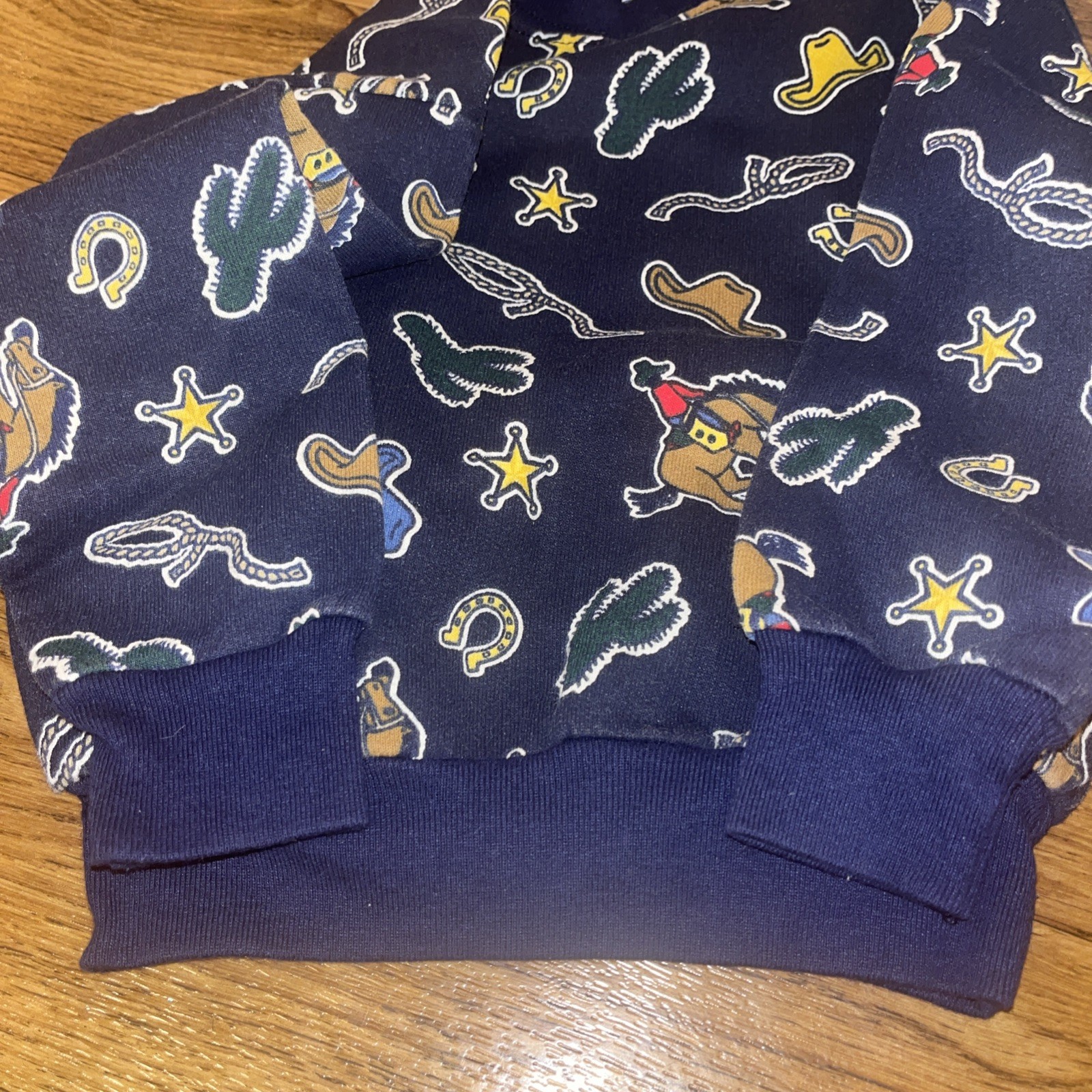 VTG 90s Garanimals Cowboy Western Rodeo Crew Neck All Over Print Sweatshirt USA