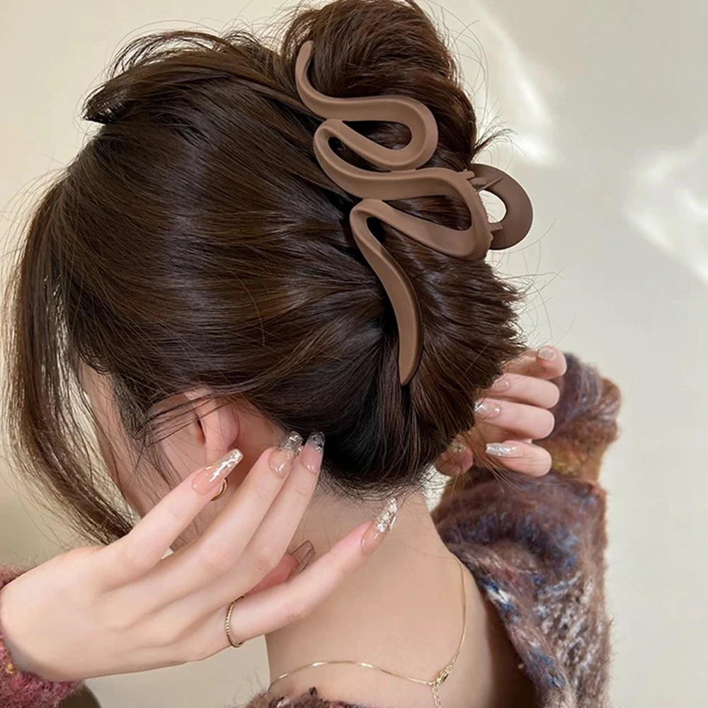 13cm Acrylic Hair Claw Clips Matte Wave Design Women Girls Hair Accessories Set