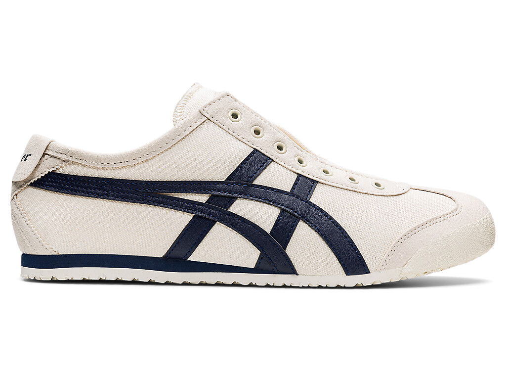 Onitsuka Tiger MEXICO 66 SLIP – ON Canvas WHITE BLACK CREAM BIRCH NAVY TRICOLOR.
