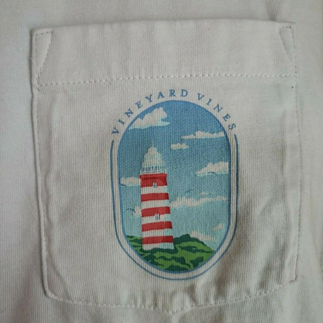 Vineyard Vines Shirt Mens Large Light Blue Lighthouse Pocket Graphic Tagless Tee