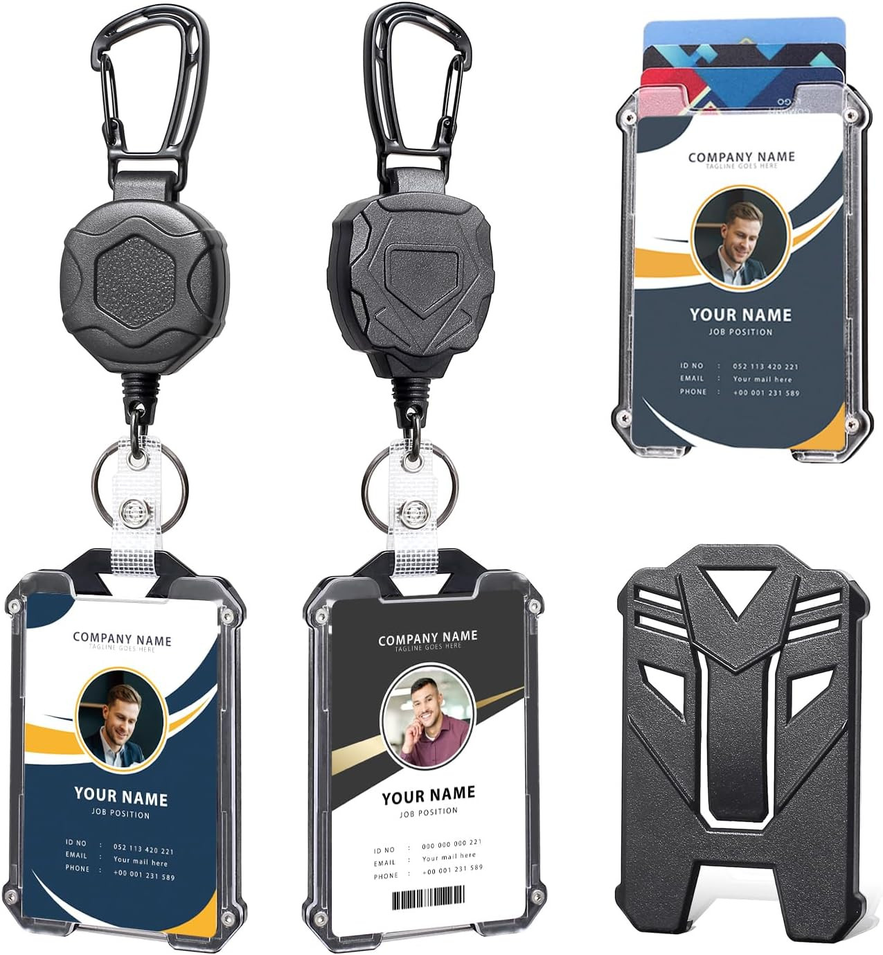 Badge Holder Retractable Clip Heavy Duty Carabiner Badge Reel Keychain with Lany