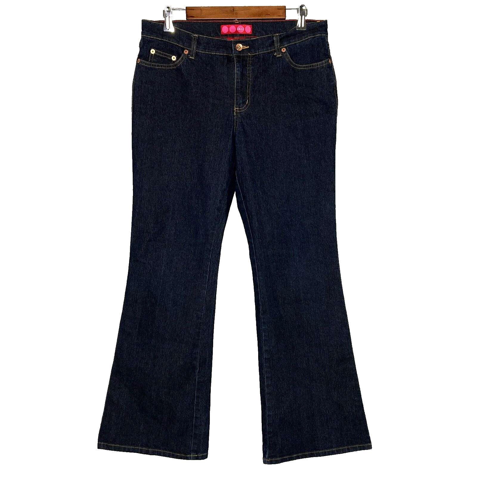 GLO womens flared jeans juniors 13 stretch dark wash mid rise blue