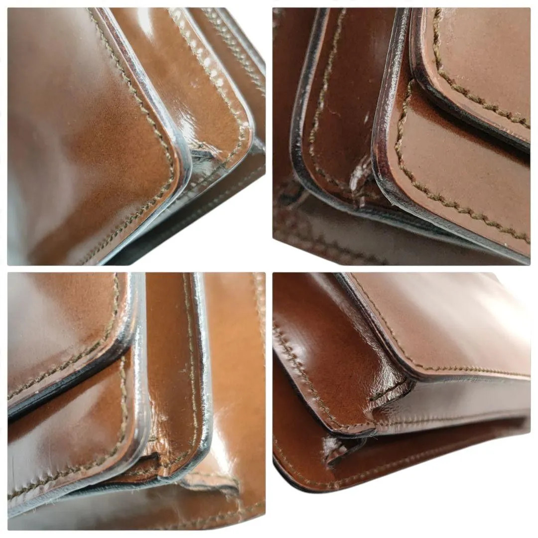 Prada Mini Leather Handbag Brown Tote Bag Purse Triangle Logo 8.6×4.9×2.0in