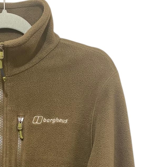 Berghaus Fleece Jacket Mens Large Brown Green Polartec 1/4 Zip Hiking Outdoor