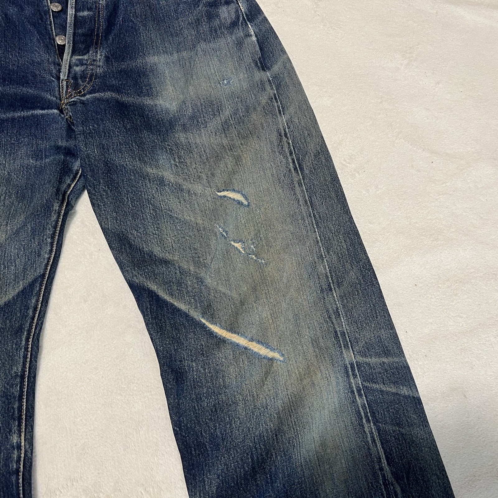 Levi’s 501XX 555 Valencia USA Big E Selvedge Jeans W33 L36 Distressed Boro