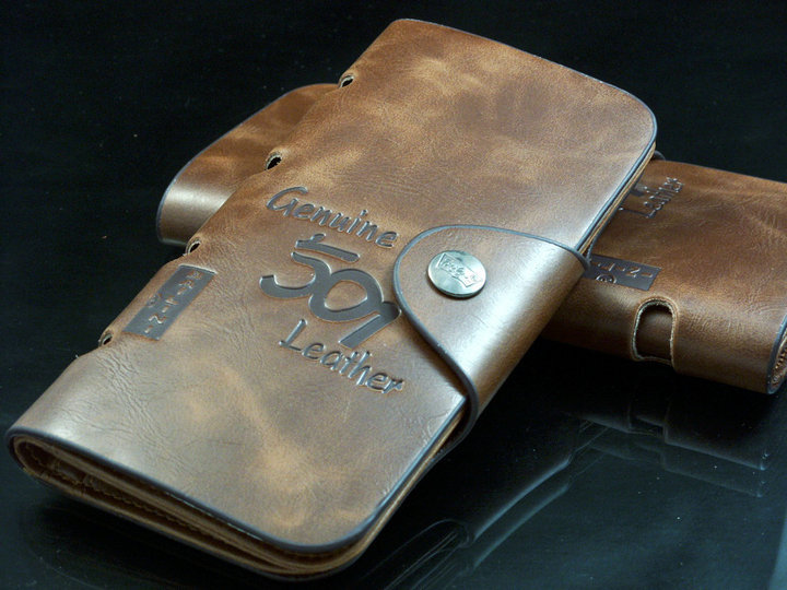Men’s Leather Wallet Bifold ID Card Holder Checkbook Long Clutch Billfold Purse