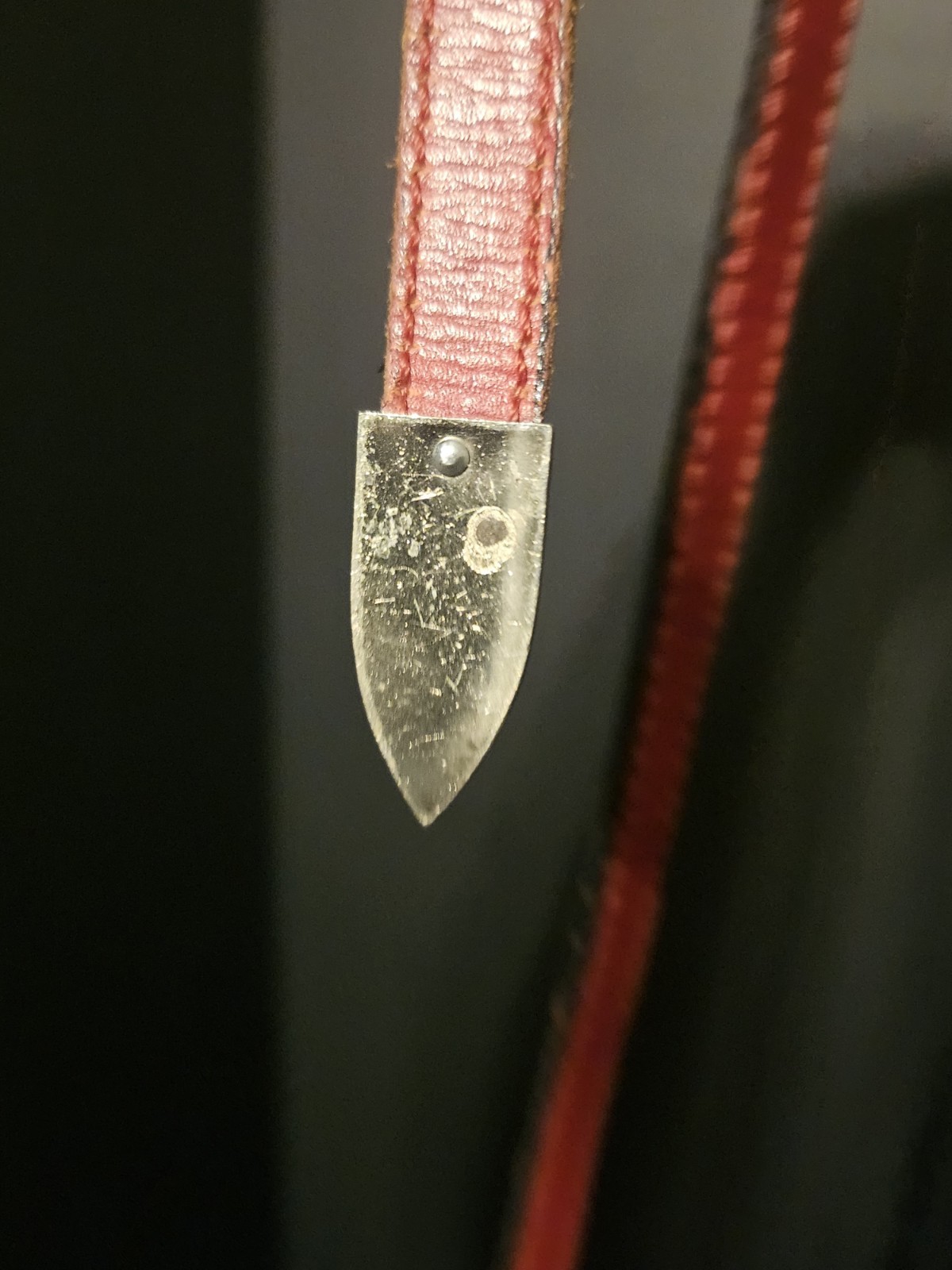 Vtg Joan & David Too Red Calfskin Leather Belt with Nickel Sliver Belt Buckle.