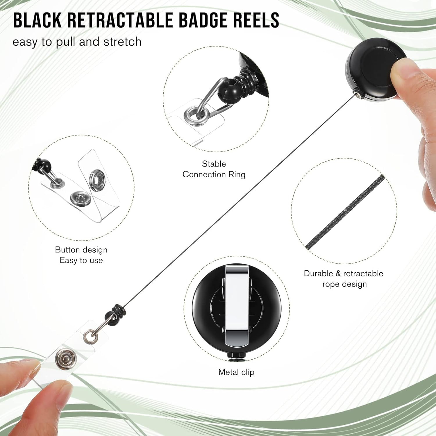 200 Pcs Retractable Badge Reels Bulk Retractable Badge Holders with Clips ID Hol
