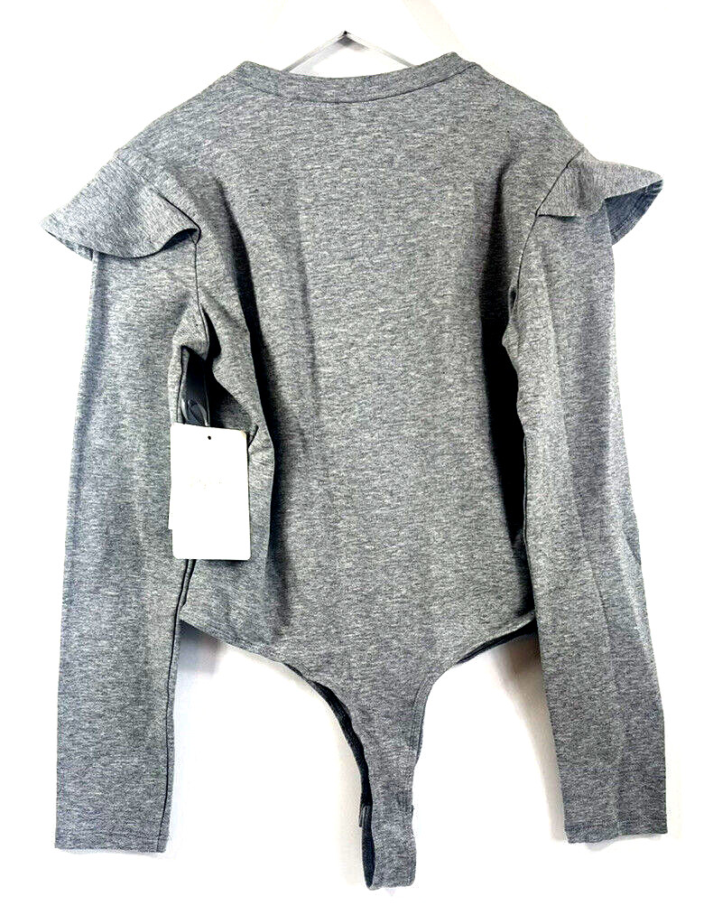 Lily White S Bodysuit Juniors Heather Grey snaps at bottom NWT $30